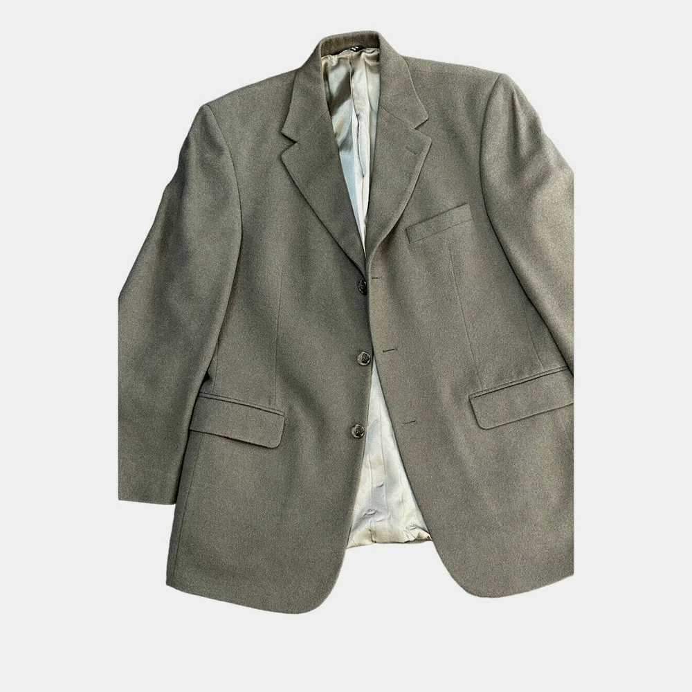 Bill Blass Vintage Blazer Sport‎ Coat Three Button Jacket Camel Hair 40R Casual